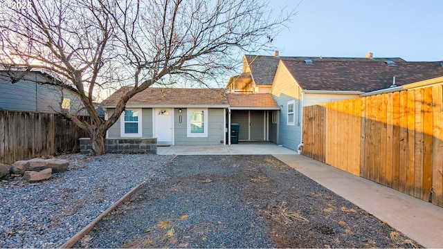 view of front of house with a patio