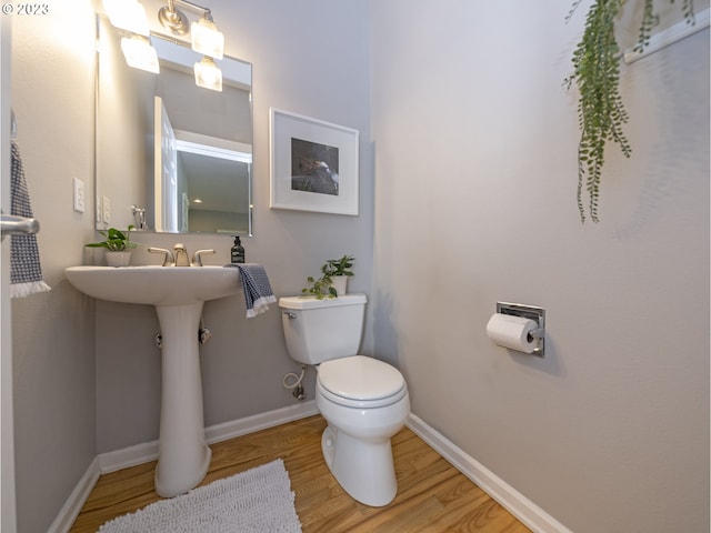 bathroom featuring toilet and hardwood / wood-style flooring