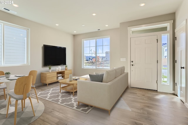 living room featuring light hardwood / wood-style flooring