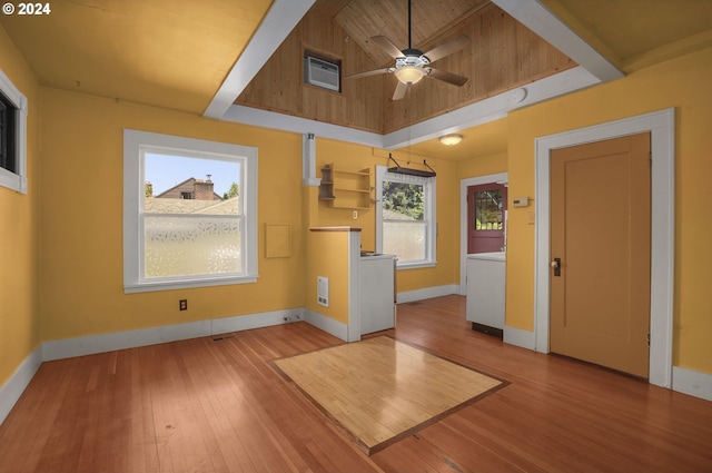 spare room with ceiling fan and light wood-type flooring