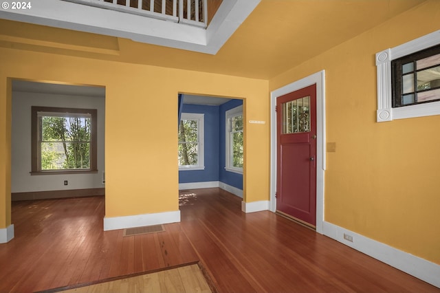 entryway with wood-type flooring