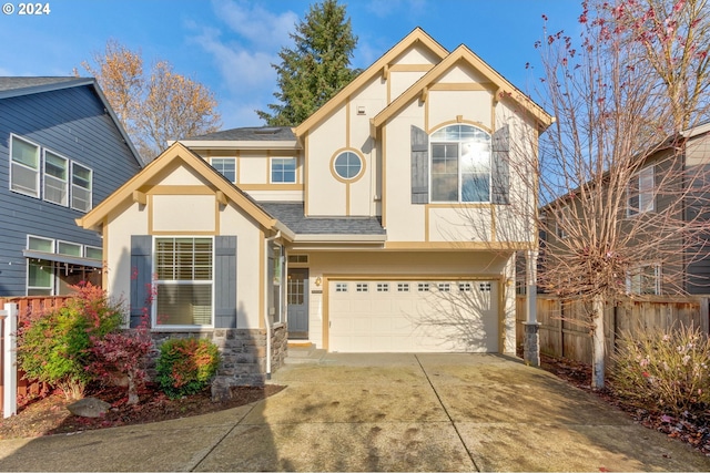 view of front of home with a garage