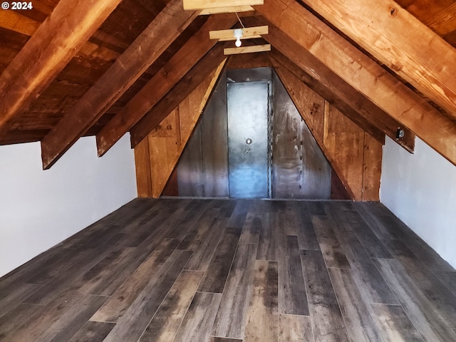 view of unfinished attic