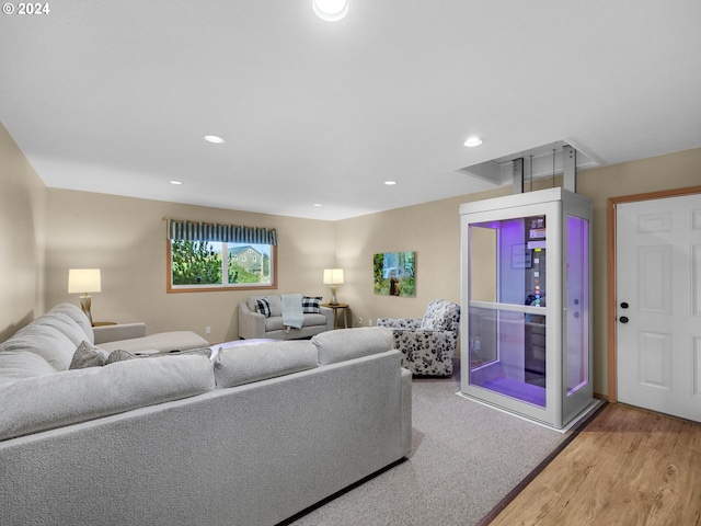 living room with light wood-type flooring