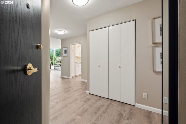 hall featuring light hardwood / wood-style floors