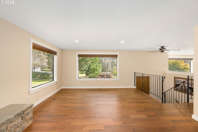 spare room with hardwood / wood-style flooring and plenty of natural light