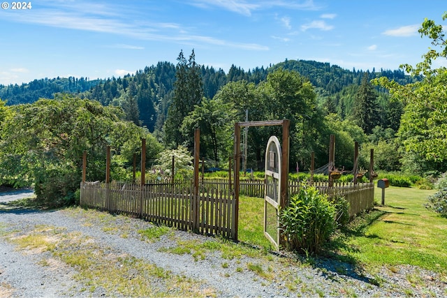 view of gate featuring a lawn