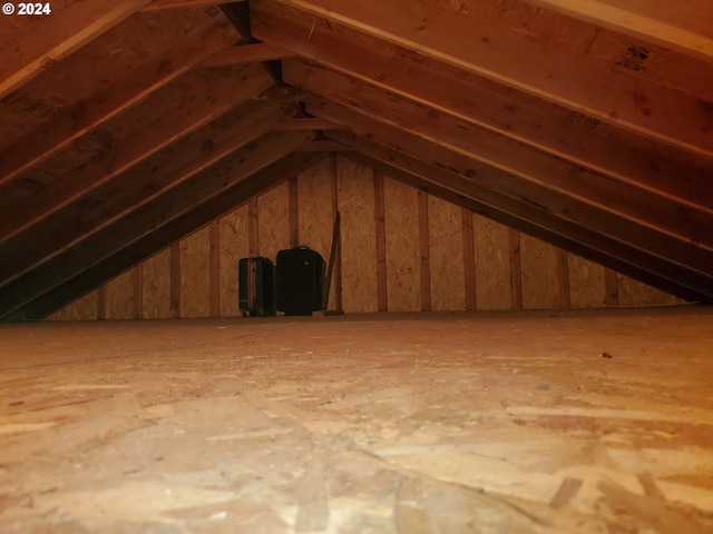 view of unfinished attic