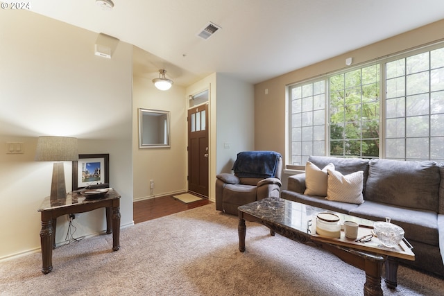 living room with hardwood / wood-style floors