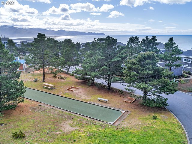 aerial view with a water and mountain view