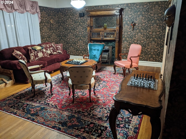 living room with hardwood / wood-style floors