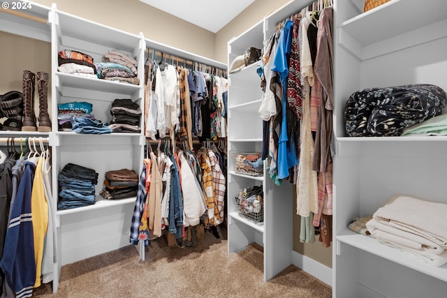 spacious closet with carpet flooring