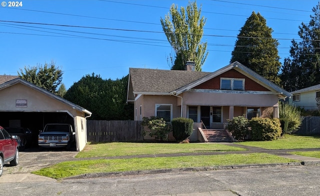 view of front of house with covered porch and a front yard