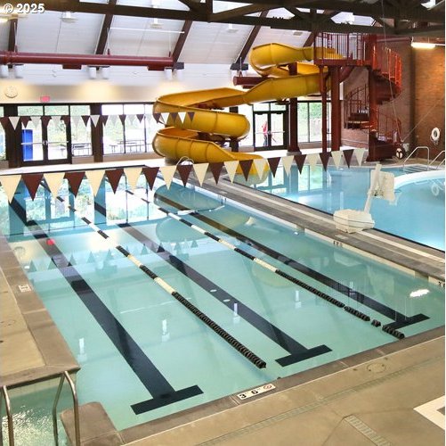 indoor pool with a water slide