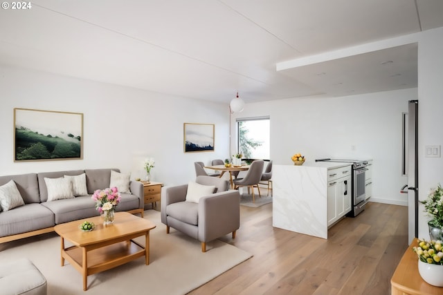 living room with light hardwood / wood-style floors