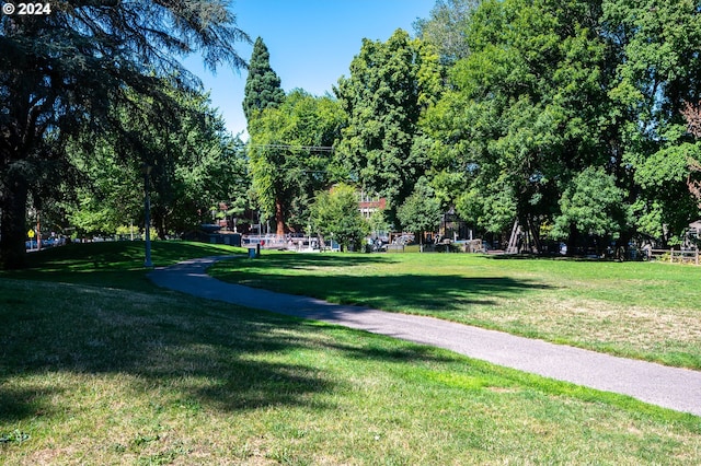 view of property's community with a yard