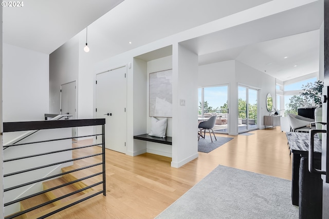 interior space with light hardwood / wood-style flooring