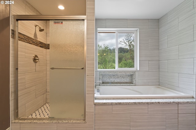 bathroom with plus walk in shower