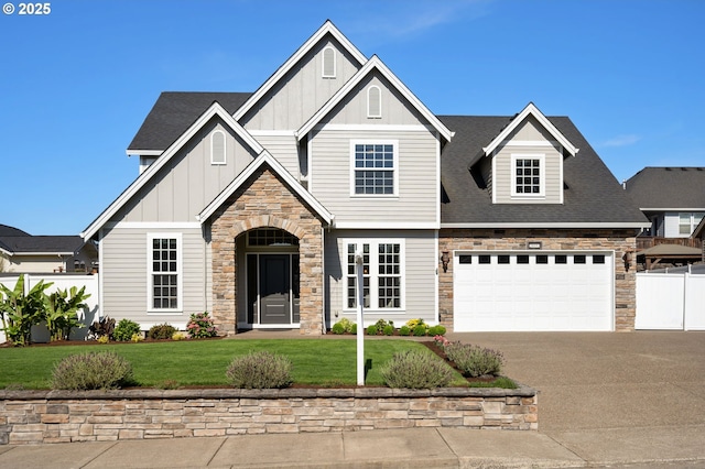 20893 Yosemite St, Aurora, OR 97002 - craftsman-style home featuring stone siding, board and batten siding, and driveway