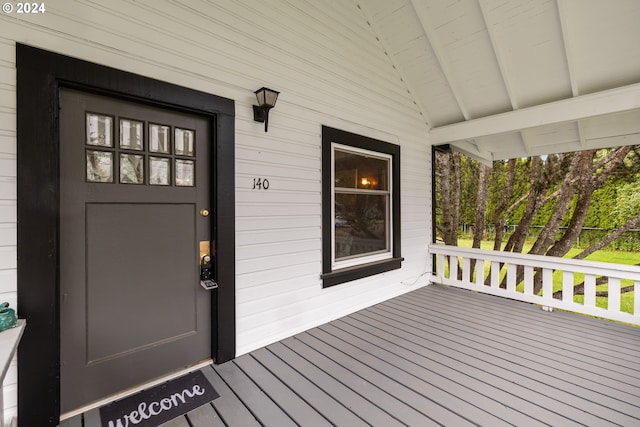 entrance to property with a porch