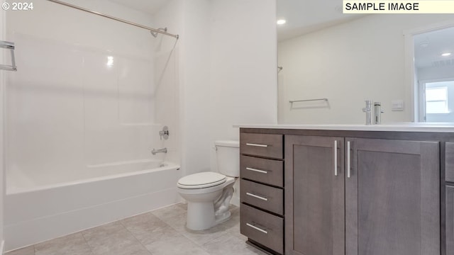 full bathroom with vanity, shower / bathing tub combination, and toilet