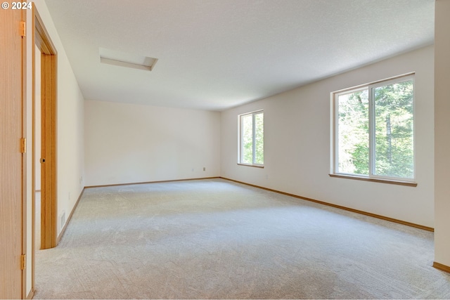 carpeted spare room featuring a textured ceiling