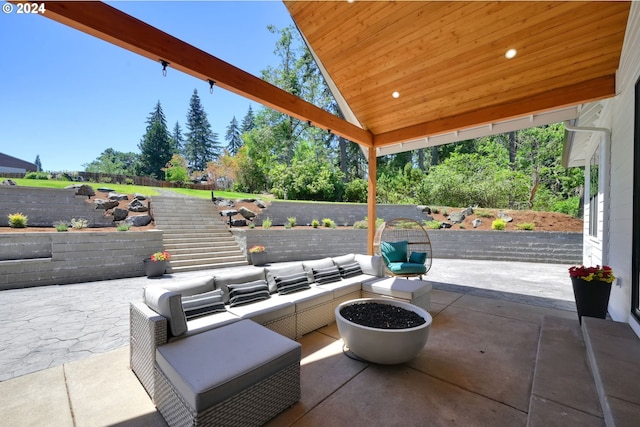 view of patio featuring an outdoor living space