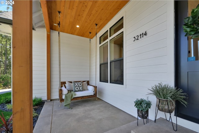 view of patio featuring a porch