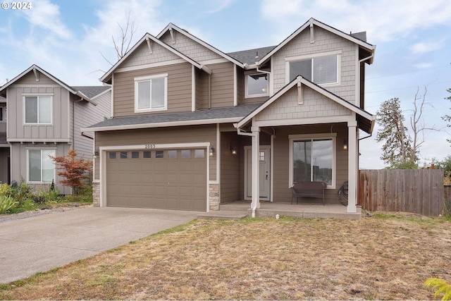 craftsman house featuring a garage