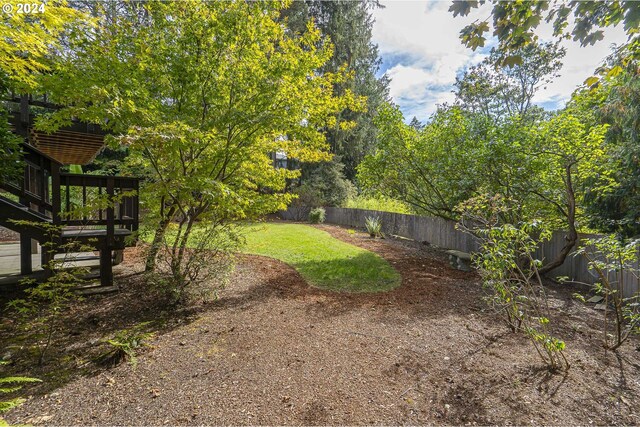 view of yard with a fenced backyard