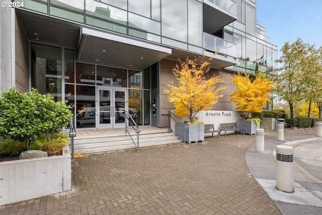 view of exterior entry with french doors