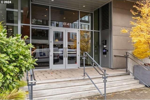 view of exterior entry with french doors