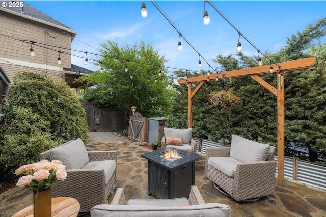 8413 SW 4th Ave, Portland, OR 97219 - view of patio / terrace with an outdoor living space with a fire pit