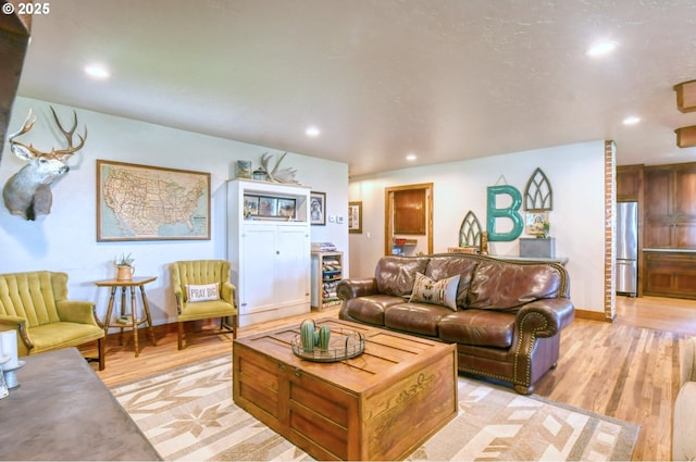 living room featuring light wood-type flooring