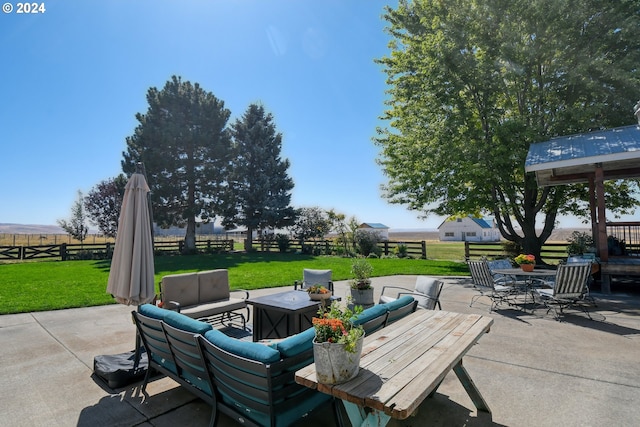 48612 Duff Rd, Adams, OR 97810 - view of patio featuring fence, outdoor dining space, and an outdoor living space