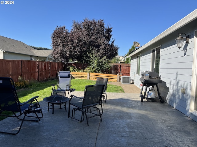 view of patio featuring area for grilling and central AC