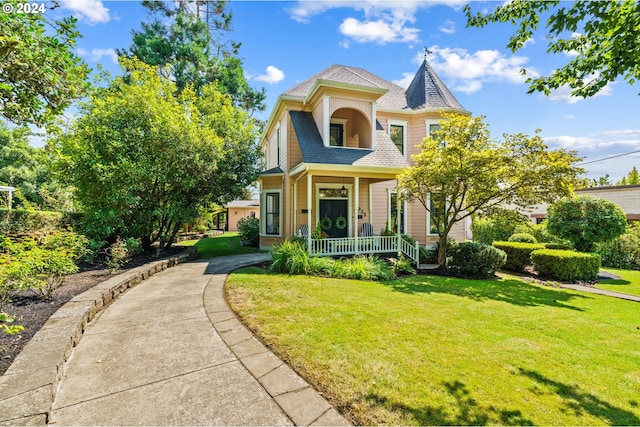 victorian house featuring a front yard