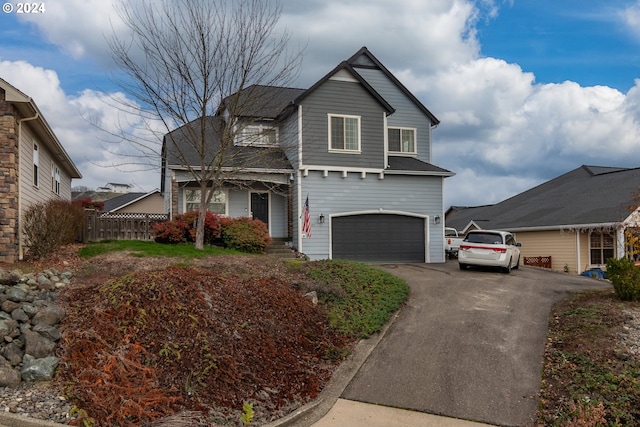 front facade with a garage