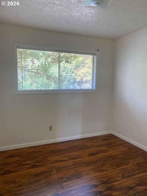 empty room featuring a textured ceiling and wood-type flooring