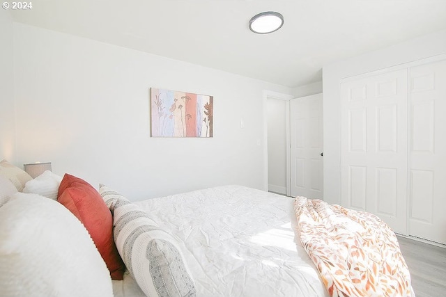 bedroom featuring a closet and wood finished floors