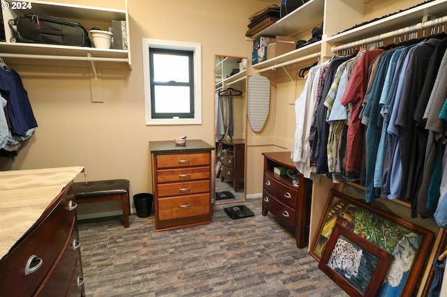 walk in closet featuring dark hardwood / wood-style floors