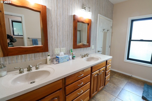 bathroom featuring vanity and tile patterned flooring