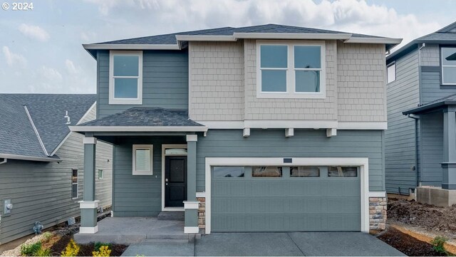 view of front of house with a garage