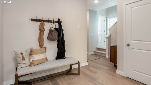 mudroom featuring light wood-type flooring