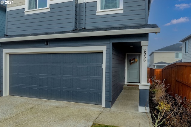 view of garage