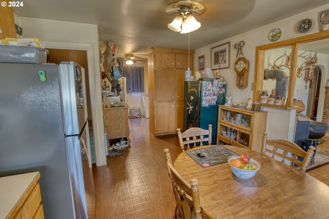 dining area featuring ceiling fan