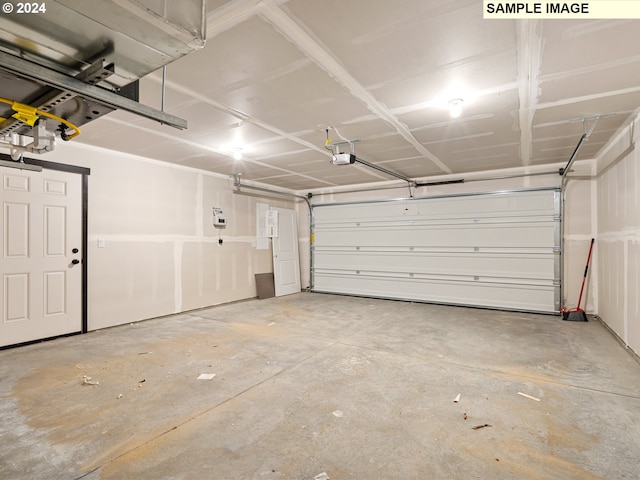 garage with a garage door opener