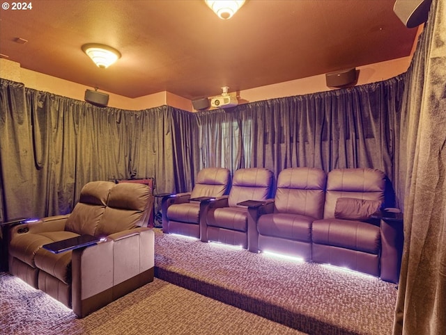 view of carpeted home theater