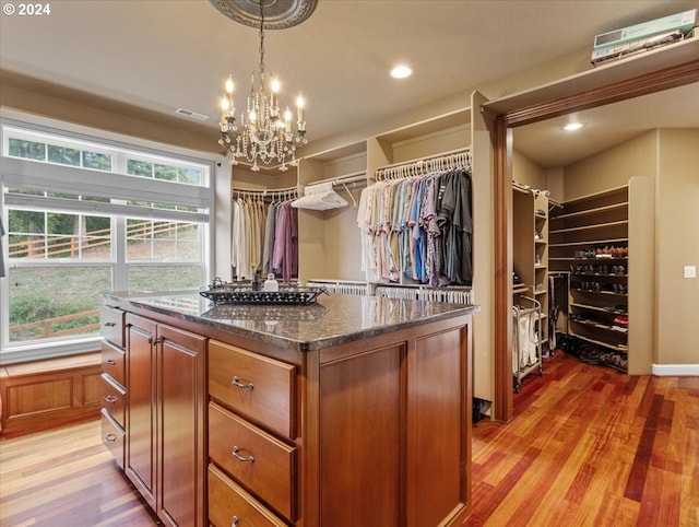 spacious closet with light wood-type flooring