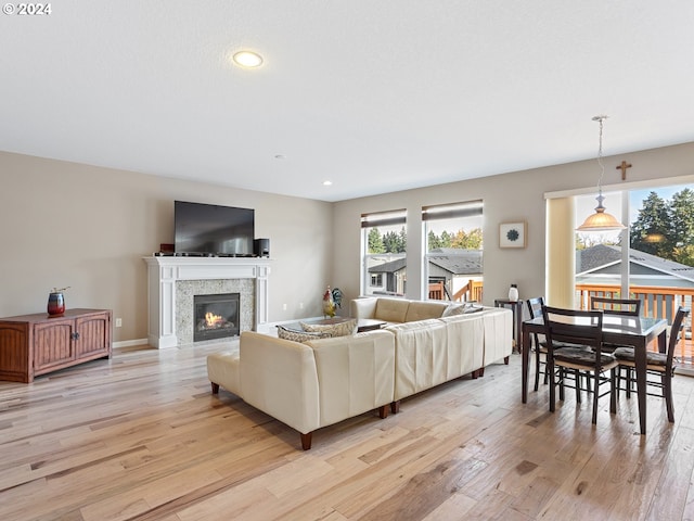 living room featuring light hardwood / wood-style floors